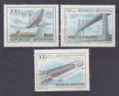 1980 Argentina 1435-1437 Satellite Dish, Bridges, Platinum - South America