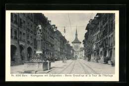 AK Bern, Strasse Kramgasse Mit Zeitglocken  - Berna