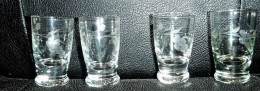 * Lot De 4 Verres à Liqueur - Motif : Grappe De Raisins - Vetro & Cristallo