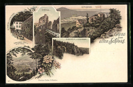 Lithographie Baden-Baden, Altes Schloss, Rittersaal, Restauration  - Baden-Baden