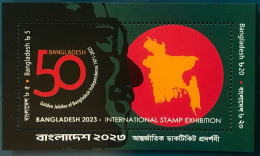 Bangladesh 2024 FIP Exhibition 2023 Golden Jubilee Of Victory MS MNH Map Flag Mujibur Rahman President Head Of State - Expositions Philatéliques