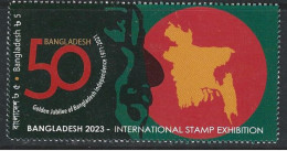 Bangladesh 2024 FIP Exhibition 2023 Golden Jubilee Of Victory 1v MNH Map Flag Mujibur Rahman President Head Of State - Philatelic Exhibitions