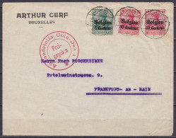 L. Affr. OC2 + 2xOC3 Càpt BRÜSSEL /15.11.1914 Pour FRANKFURT-am-Main - Cachet Censure "Auslandstelle Cöln-Deutz / Frei-g - OC1/25 Governo Generale