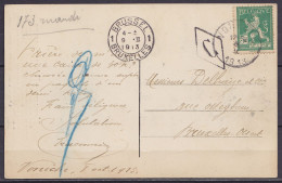 CP Hénumont-Remouchamps Affr. N°110 Càd VONECHE /9 II 1913 Pour BRUXELLES-Ouest - Marque Losange "C" (cachet De Quartier - 1912 Pellens