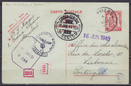 EP CP 1f Rouge De STEMBERT Càd VERVIERS /4 VI 1943 Pour OCA à LISBONNE Portugal - Message Codé Transmis à Londres 13/7/4 - Guerre 40-45 (Lettres & Documents)