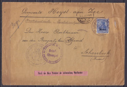 L. "Gemeente Heyst-aan-Zee" Affr. OC31 Càpt 30.7.1918 Pour SCHAERBEEK - Cachets "Der Präsident Der Zivilwerwaltung Für D - OC26/37 Territori Tappe