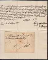 L. Datée 18 Mars 1825 De BRUXELLES Pour CASSEL - Griffe Rouge "BRUSSEL" - Cursive "Franco Grenzen" - Port "4" (Belgique) - 1815-1830 (Hollandse Tijd)