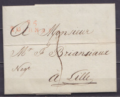 L. Datée 1e Juillet 1810 De TOURNAY Pour LILLE - Griffe Rouge "86/ TOURNAY" - Port "3" - 1794-1814 (French Period)