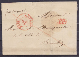 L. Càd ANVERS /5 NOV 1835 En Franchise Pour BRUXELLES - [P.P.] Man. "franc De Port" (au Dos: Càd Arrivée BRUXELLES - 1830-1849 (Belgio Indipendente)