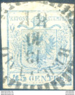 Lombardo Veneto. Stemma, Carta A Mano 45 C. Azzurro Ardesia II Tipo 1850. Usato. - Non Classificati