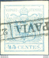 Lombardo Veneto. Stemma, Carta A Mano 45 C. Azzurro Ardesia II Tipo 1850. Usato. - Zonder Classificatie