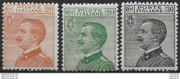 1925 Italia VE III Effigie 3v. Mc MNH Sassone N. 183/85 - Andere & Zonder Classificatie