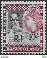 1961 Basutoland R1 Tipo II Su 10s. MNH SG N. 68a - Andere & Zonder Classificatie