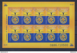 2005 AUSTRALIA, Centenario Rotary International, Minifoglio Non Dentellato 10 Valori, Tiratura 10.500 Esemplari - MNH ** - Andere & Zonder Classificatie