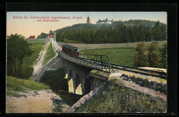 AK Augustusburg Im Erzgebirge, Brücke Der Drahtseilbahn Mit Der Endstation  - Augustusburg