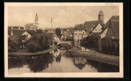 AK Donauwörth, Blick Auf Die Kleine Brücke Im Ort Zur Den Kirchen Hin  - Donauwoerth