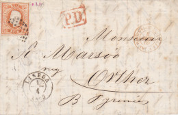 1866: Letter From Portugal To Orthez, MiNr. 22 - Altri & Non Classificati