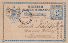 1893: British North Borneo- Post Card To Singapore - Malaysia (1964-...)