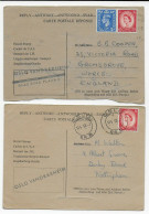 2x Antwortkarte Oslo Nach Nottigham, 1953, Oslo Vandrerheim - Hotel - Sonstige & Ohne Zuordnung