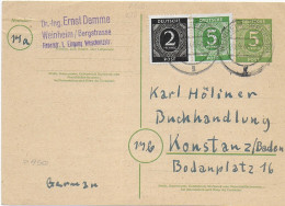 Ganzsache Weinheim Nach Konstanz, 1946 - Lettres & Documents