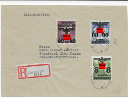 GG: Portogerechtes Einschreiben Doppelbrief Ostrow Maz. Nach Schmiegel 1940 - Ocupación 1938 – 45