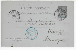 Franz. Kolonie Benin, Doppelkarte 1893 Nach Ulm über Loango Bordeaux - Bénin – Dahomey (1960-...)