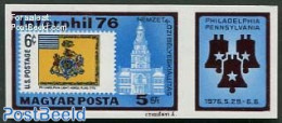 Hungary 1976 Philadelphia 76 1v Imperforated, Mint NH, Stamps On Stamps - Neufs