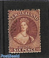 New Zealand 1864 6P Brown, WM Star, Used, Used Or CTO - Gebraucht