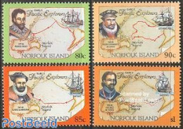 Norfolk Island 1994 Explorers 4v, Mint NH, History - Transport - Various - Explorers - Ships And Boats - Maps - Explorers