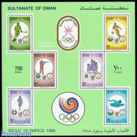 Oman 1988 Olympic Games S/s, Mint NH, Nature - Sport - Horses - Athletics - Football - Hockey - Olympic Games - Shooti.. - Athlétisme