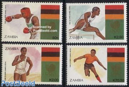 Zambia 1988 Olympic Games 4v, Mint NH, Sport - Athletics - Boxing - Olympic Games - Athletics