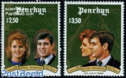 Penrhyn 1986 Andrew & Sarah Wedding 2v, Mint NH, History - Kings & Queens (Royalty) - Koniklijke Families