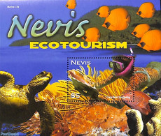 Nevis 2002 Eco Tourism S/s, Mint NH, Nature - Sport - Various - Fish - Turtles - Diving - Tourism - Fishes