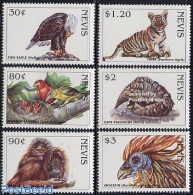 Nevis 1998 Rare Animals 6v, Mint NH, Nature - Birds - Birds Of Prey - Cat Family - Monkeys - St.Kitts-et-Nevis ( 1983-...)