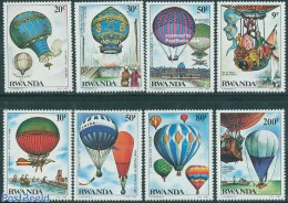 Rwanda 1984 Aviation Bicentenary 8v, Mint NH, Transport - Balloons - Ships And Boats - Luchtballons