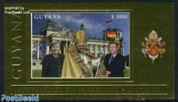 Guyana 2011 Popes Visit To Germany S/s, Gold, Mint NH, History - Religion - Germans - Politicians - Pope - Pausen