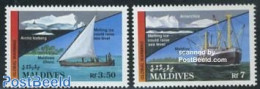 Maldives 1991 Global Warming Up 2v, Mint NH, Nature - Science - Transport - Environment - The Arctic & Antarctica - Sh.. - Protection De L'environnement & Climat