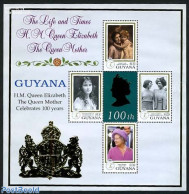 Guyana 1999 Queen Mother 4v M/s, Mint NH, History - Kings & Queens (Royalty) - Royalties, Royals