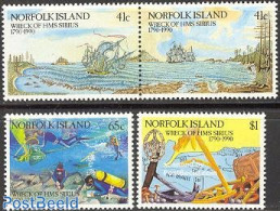 Norfolk Island 1990 HMS Sirius 4v (2v+[:]), Mint NH, History - Sport - Transport - Diving - Ships And Boats - Disasters - Buceo