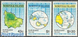 Norfolk Island 1991 Amateur Radio 3v, Mint NH, Performance Art - Various - Radio And Television - Maps - Telecom