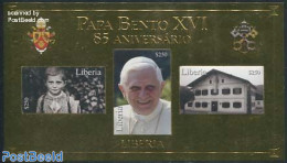 Liberia 2012 Pope Benedict XVII 85th Birthday S/s, Gold, Mint NH, Religion - Pope - Popes