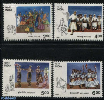 India 1991 Dances 4v, Mint NH, Performance Art - Various - Dance & Ballet - Folklore - Neufs