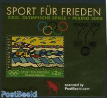 United Nations, Vienna 2008 Beijing Olympics S/s, Overprint, Mint NH, Sport - Olympic Games - Swimming - Schwimmen