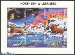 Tanzania 1997 Northern Wilderness 9v M/s, Mint NH, Nature - Animals (others & Mixed) - Bears - Owls - Sea Mammals - Tanzanie (1964-...)