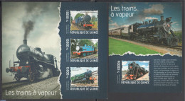 Guinea, Republic 2014 Railways Locomotives 2 S/s, Mint NH, Transport - Railways - Treinen