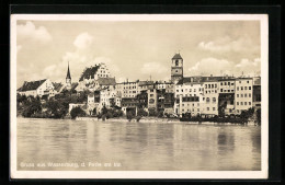 AK Wasserburg Am Inn, Häuserzeile Am Flussufer, Blick Zum Kirchturm  - Wasserburg A. Inn