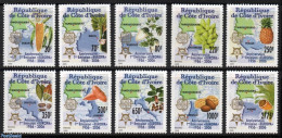 Ivory Coast 2005 50 Years Europa Stamps 10v, Mint NH, History - Nature - Various - Europa Hang-on Issues - Fruit - Maps - Ungebraucht