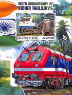 Sierra Leone 2018 165th Anniversary Of Indian Railways, Mint NH, Nature - Transport - Elephants - Railways - Trenes