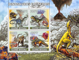 Guinea Bissau 2008 Dinosaurs And Minerals, Mint NH, History - Nature - Geology - Prehistoric Animals - Préhistoriques