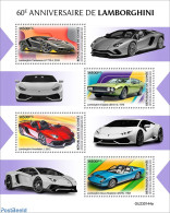 Guinea, Republic 2023 60th Anniversary Of Lamborghini, Mint NH, Transport - Automobiles - Voitures